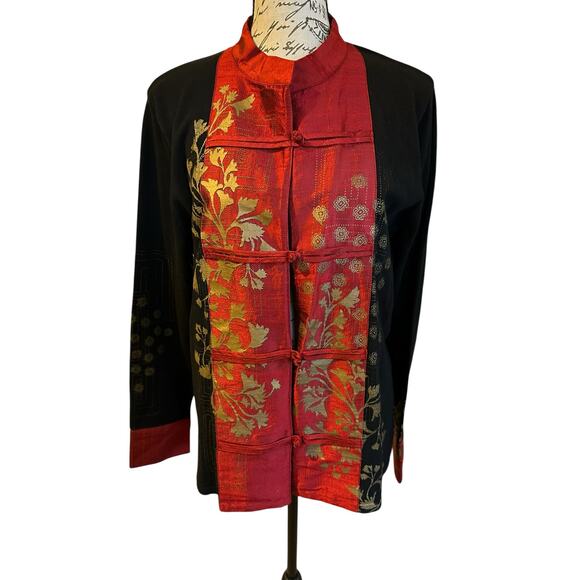 NWT Icelandic Design Embroidered Rare Asian Silk Blend Jacket Size L ArtToWear - Picture 1 of 6